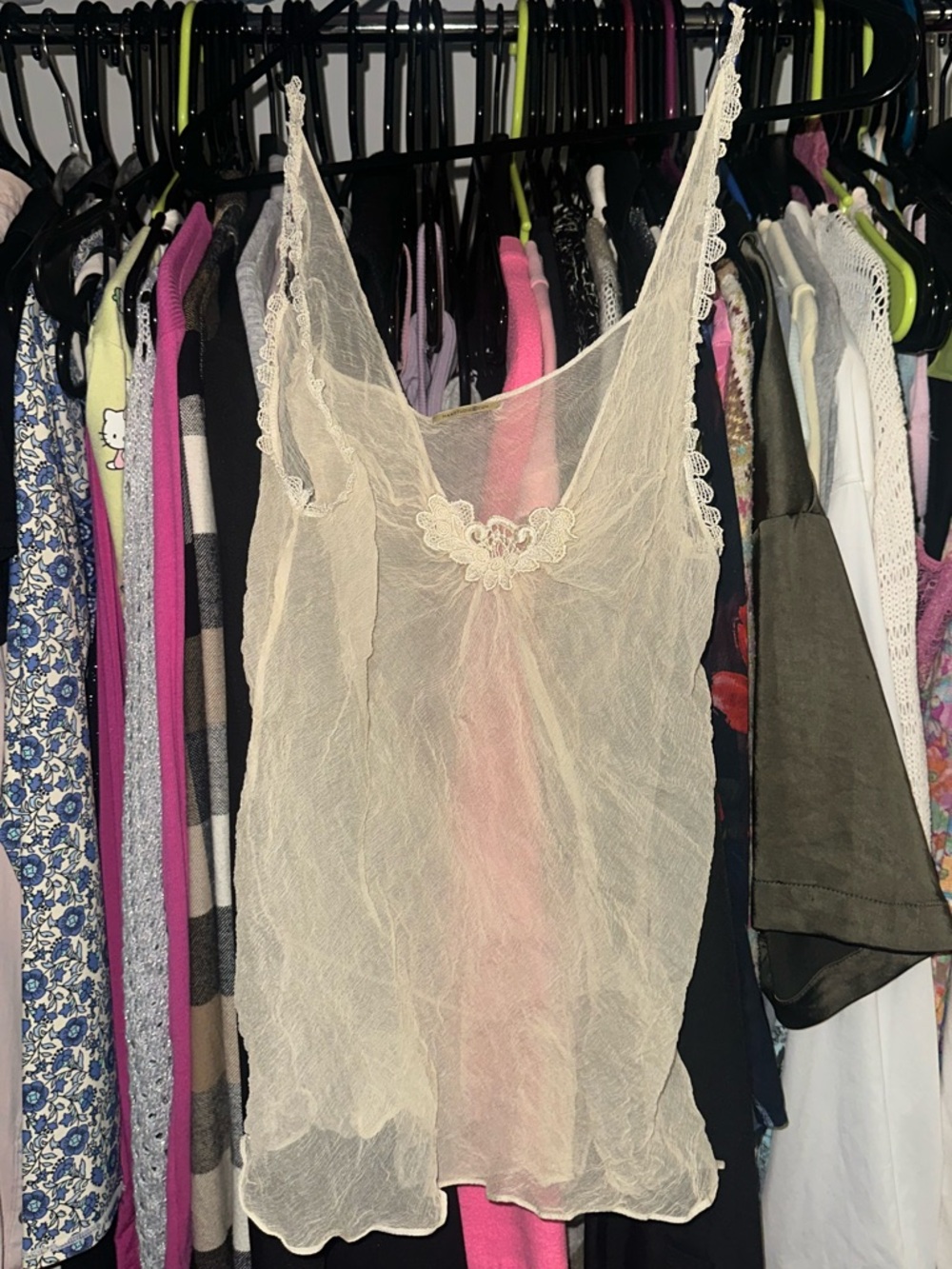 Max Studio Sheer Ivory Lace-Trim Silk Top